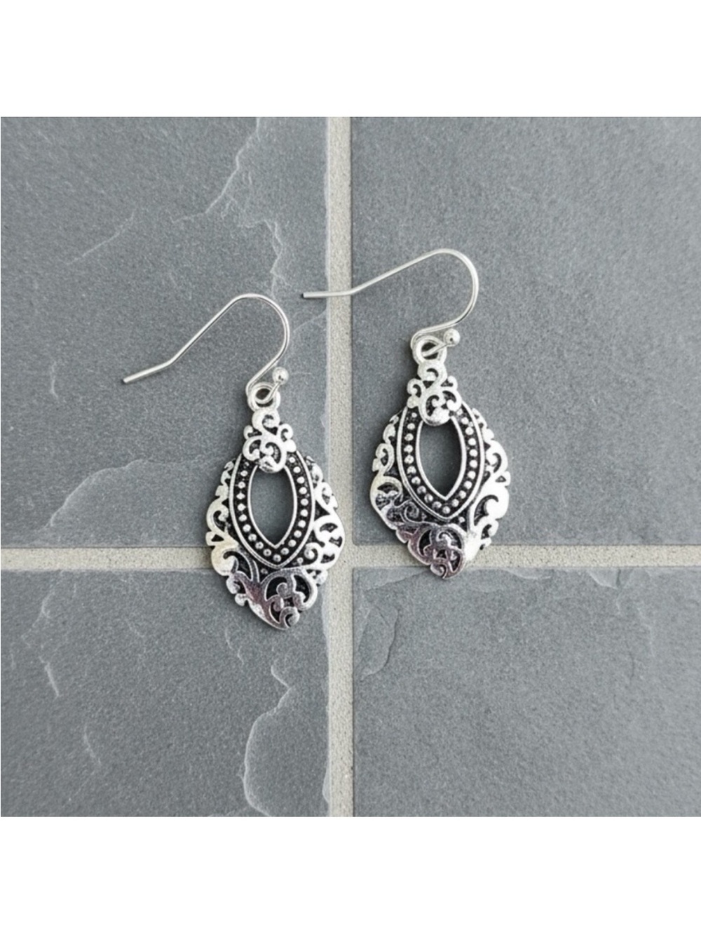 NWT FINAL WEEK - Silvertone Scroll Filigree Drop Earrings